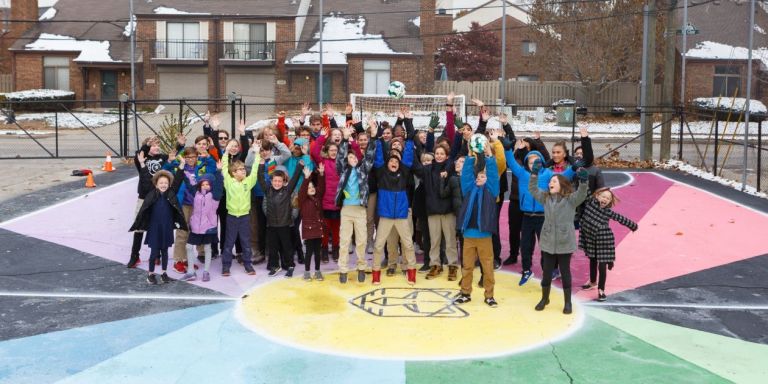 Herron School of Art and Design students create futsal court for Indianapolis public school: IU News